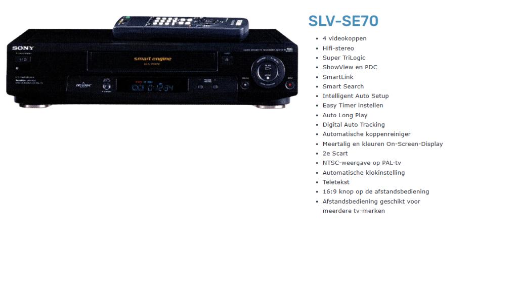 Sony VHS SLV-SE70 Video Speler, Ophalen of Verzenden, Gebruikt, VHS-speler of -recorder