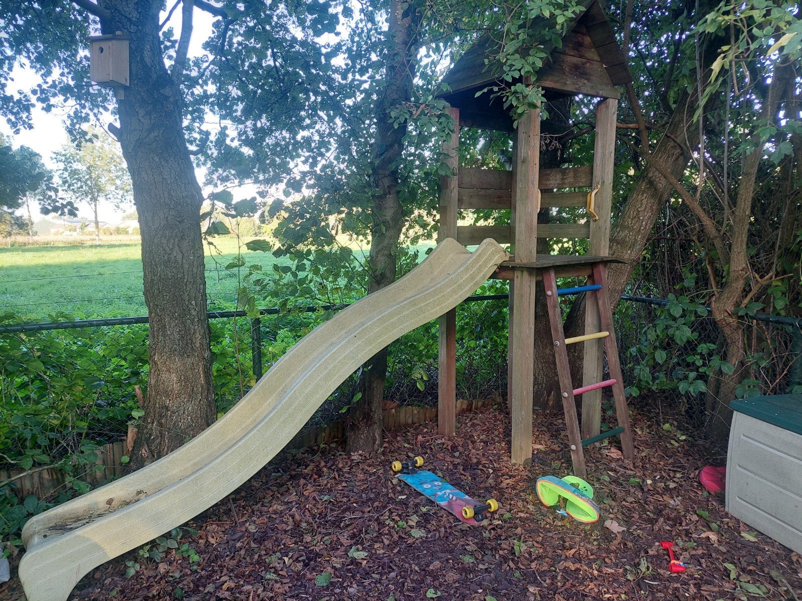 Houten speelhuis met glijbaan, Kinderen en Baby's, Ophalen, Gebruikt, Hout
