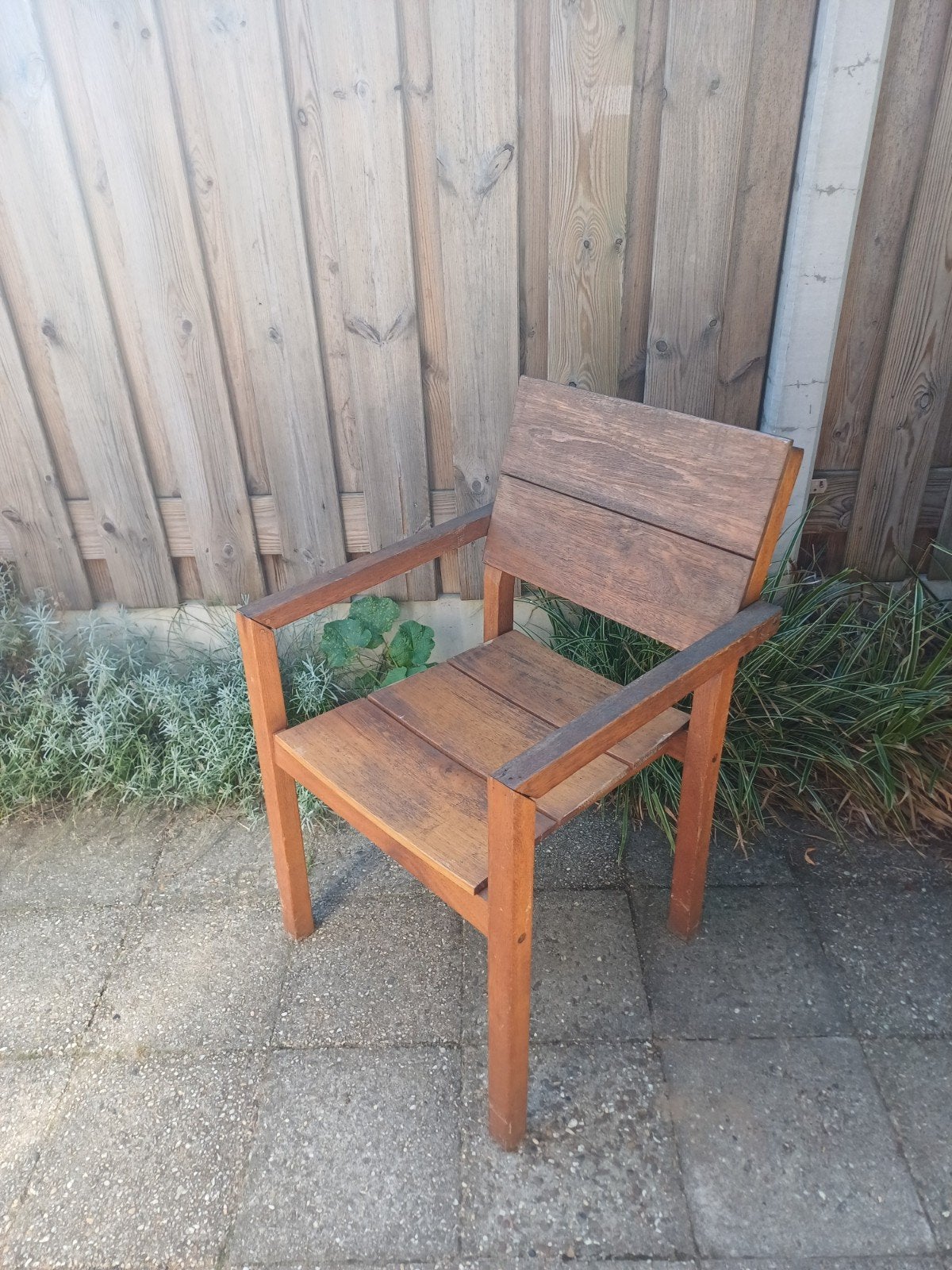 6 houten tuinstoelen, Tuin en Terras, Ophalen, Gebruikt, Hout