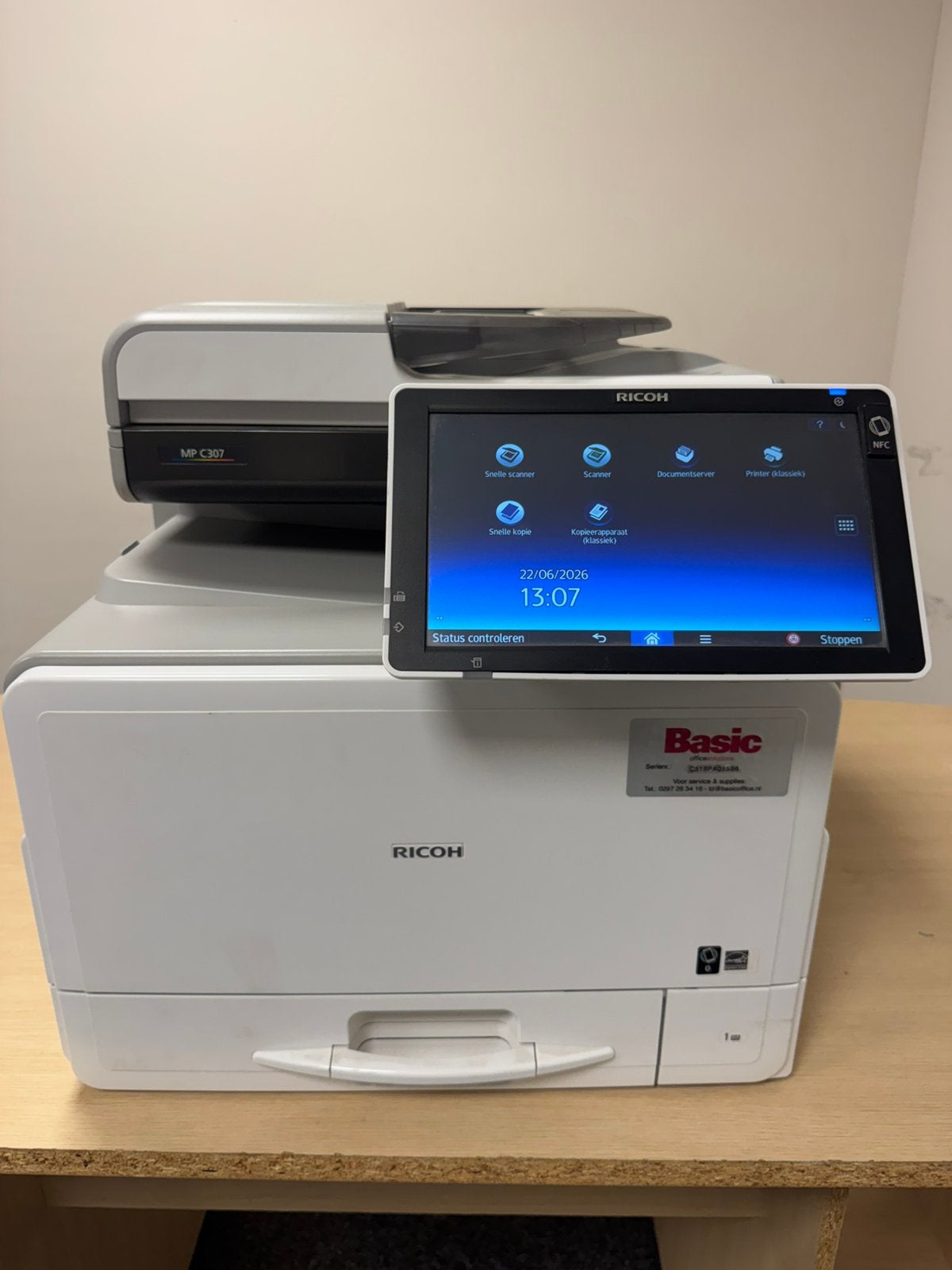 Printer Ricoh MP C307SP kleurenprinter met wifi, Computers en Software, Printers, Ophalen, Zo goed als nieuw, Scannen