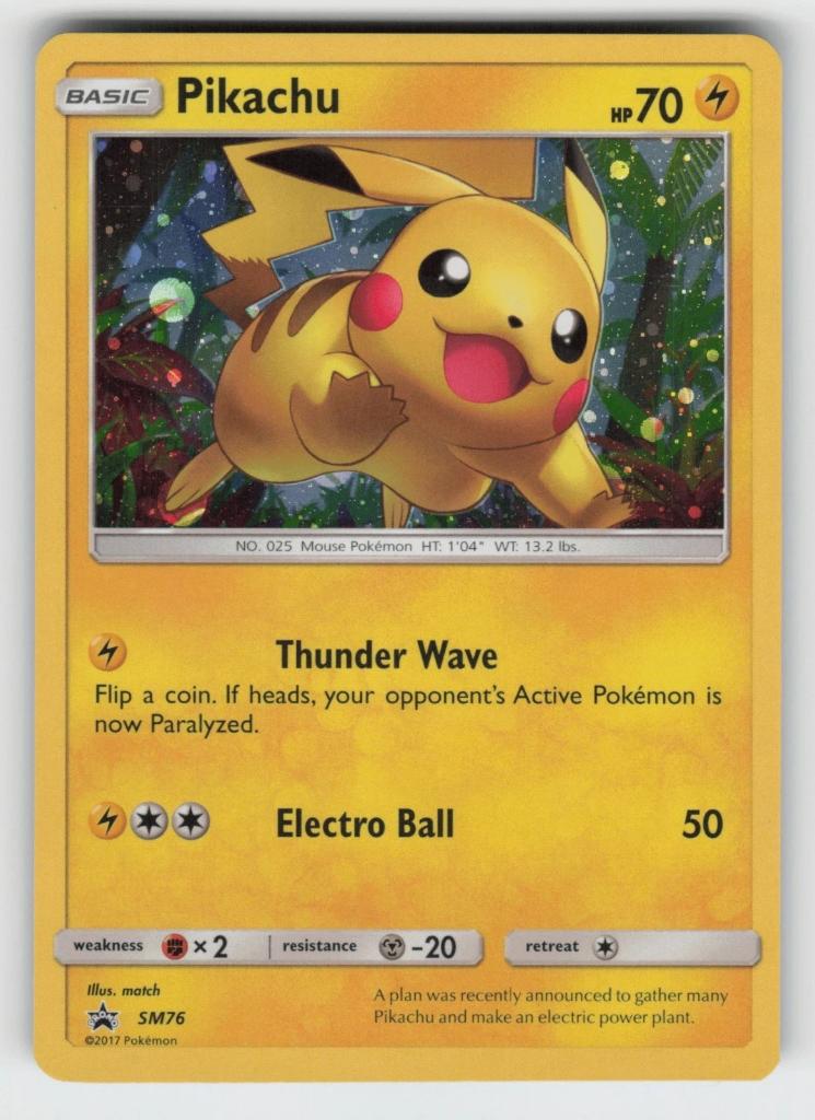 pokemon black star sun & moon promo holo pikachu SM76, Ophalen of Verzenden, Zo goed als nieuw, Losse kaart, Foil