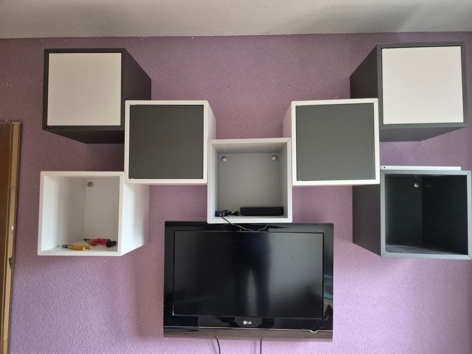 Set van 6 kubusvormige Ikea Eket kastjes , wit en grijs, Ophalen, Overige materialen, Minder dan 50 cm, Gebruikt