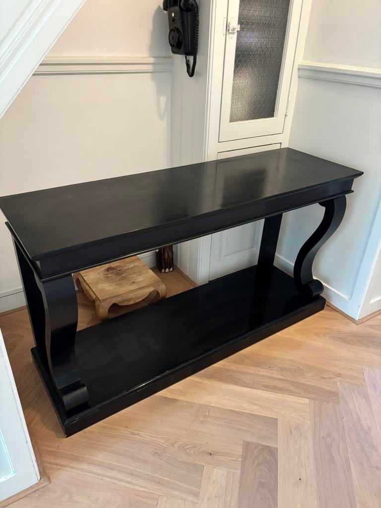 Zwarte sidetable, Huis en Inrichting, Tafels | Sidetables, Ophalen, 100 tot 150 cm, Zo goed als nieuw, 25 tot 50 cm