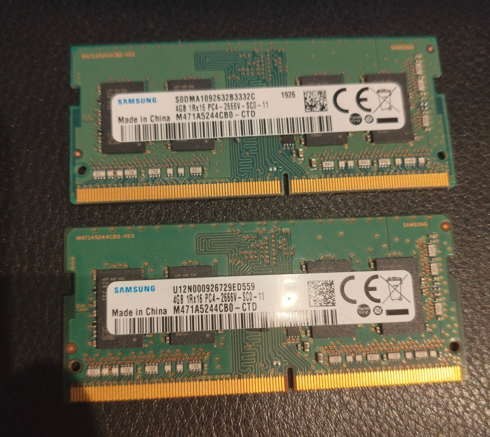 Samsung 2x4gb ddr4 sodimm 2666, Gebruikt, DDR4, 8 GB, Ophalen of Verzenden