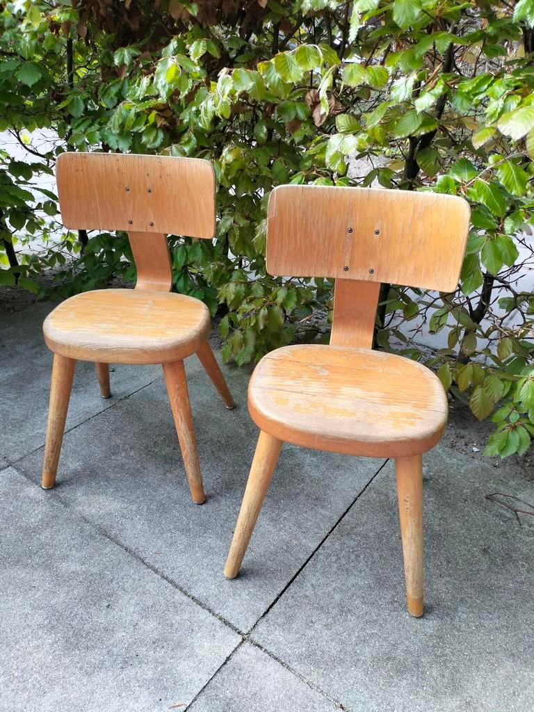 Schilte houten Peuter/Kleuter Stoeltjes - Set van 2, Huis en Inrichting, Stoelen, Ophalen of Verzenden, Gebruikt, Hout, Twee