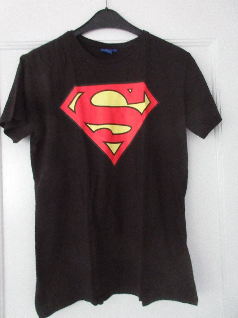 shirt zwart superman M, Ophalen of Verzenden, Zo goed als nieuw, Maat 48/50 (M), Zwart