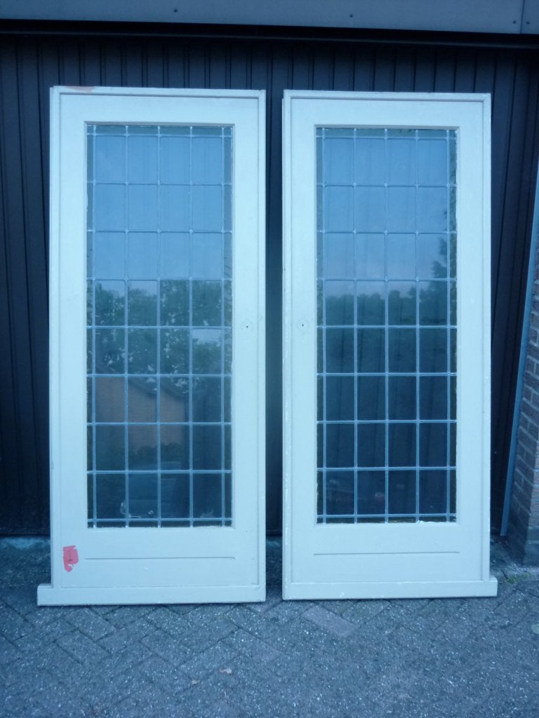 oude glas in lood schuifdeuren / en suite schuifdeuren., Doe-het-zelf en Verbouw, Ophalen, Gebruikt, 80 tot 100 cm, Binnendeur