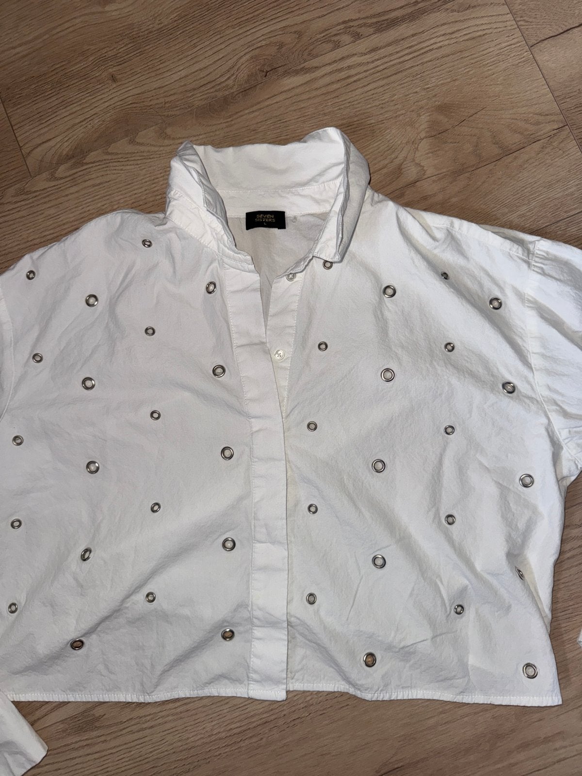 Seven Sisters blouse maat L met ringdetails, Ophalen of Verzenden, Zo goed als nieuw, Maat 42/44 (L), Wit