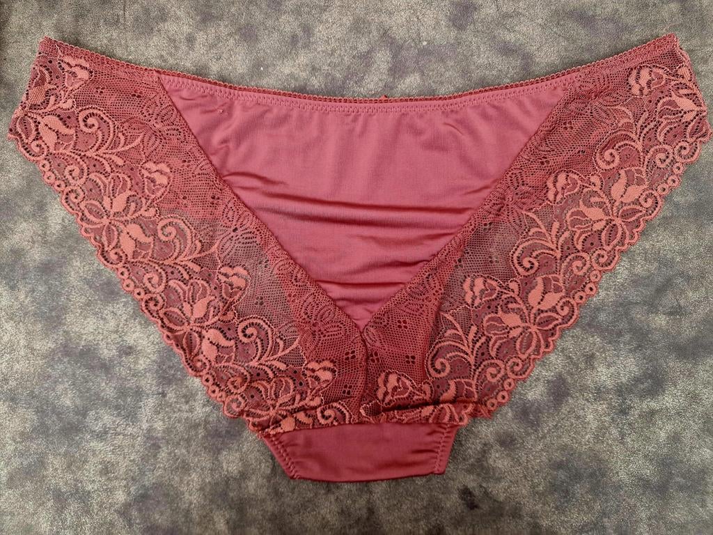NIEUW 6 slips met kant mt XXL brique, Kleding | Dames, Ophalen, Zwart, Slip