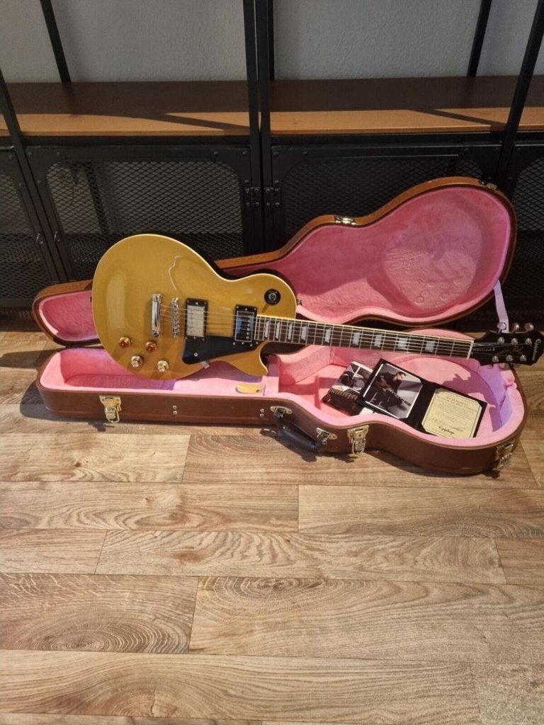 Gitaar Epiphone Gibson Les Paul Bonamassa Goldtop Case, Eén persoon, Vliegtuig, Met bestemming of datum
