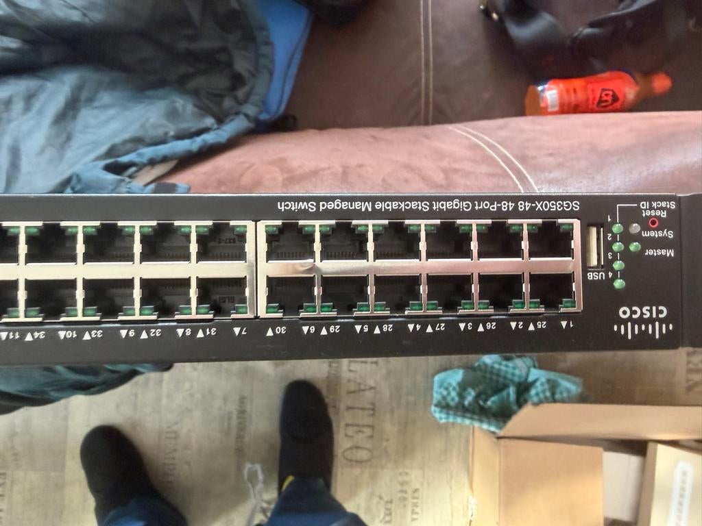 Cisco SG350X-48 48-Poort Gigabit Stackable Managed Switch, Computers en Software, Netwerk switches, Ophalen of Verzenden, Gebruikt