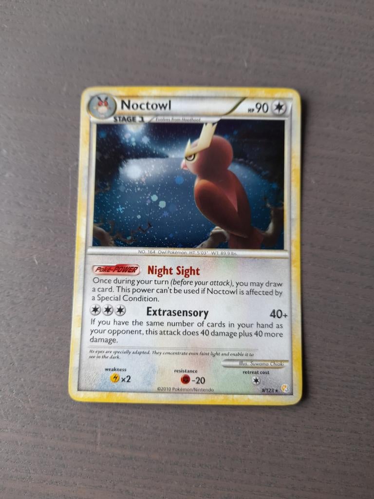 Heartgold & soulsilver 8/123 noctowl holo, Ophalen of Verzenden, Gebruikt, Losse kaart, Foil