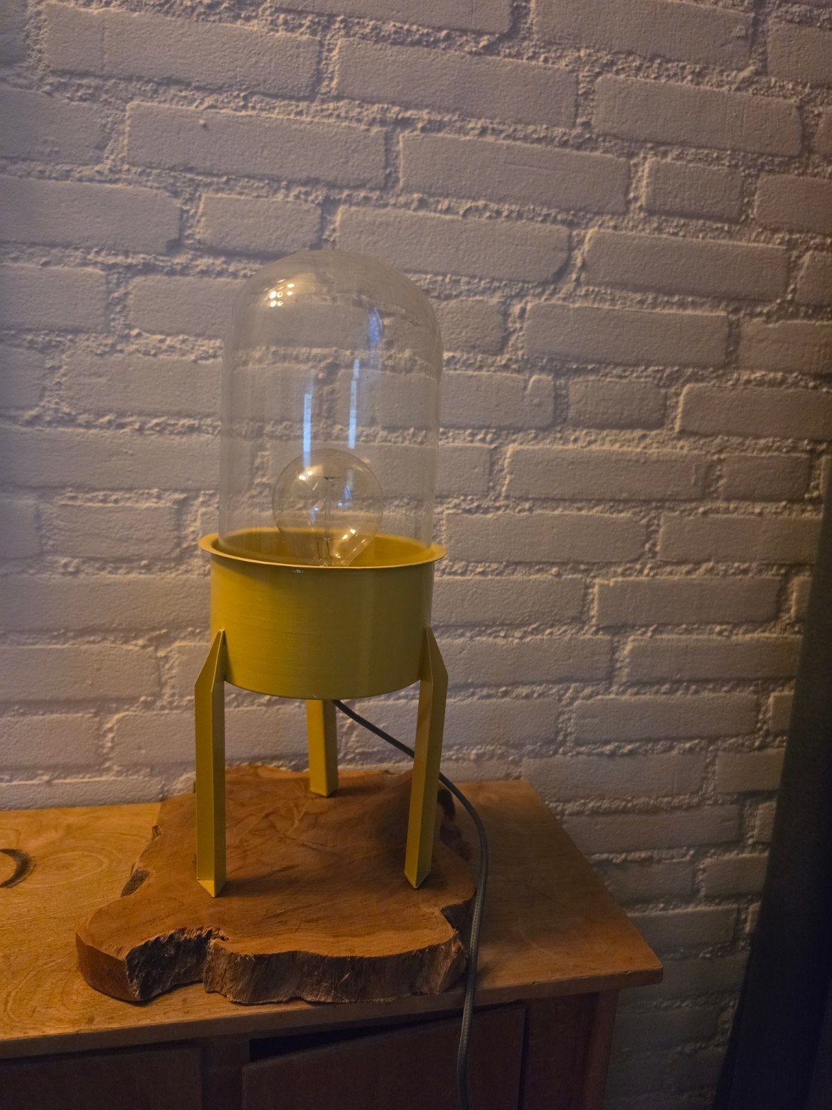 Gele stolp lamp van Stapelgoed (metaal en glas), Huis en Inrichting, Ophalen, Gebruikt, Overige merken, Sfeerlamp