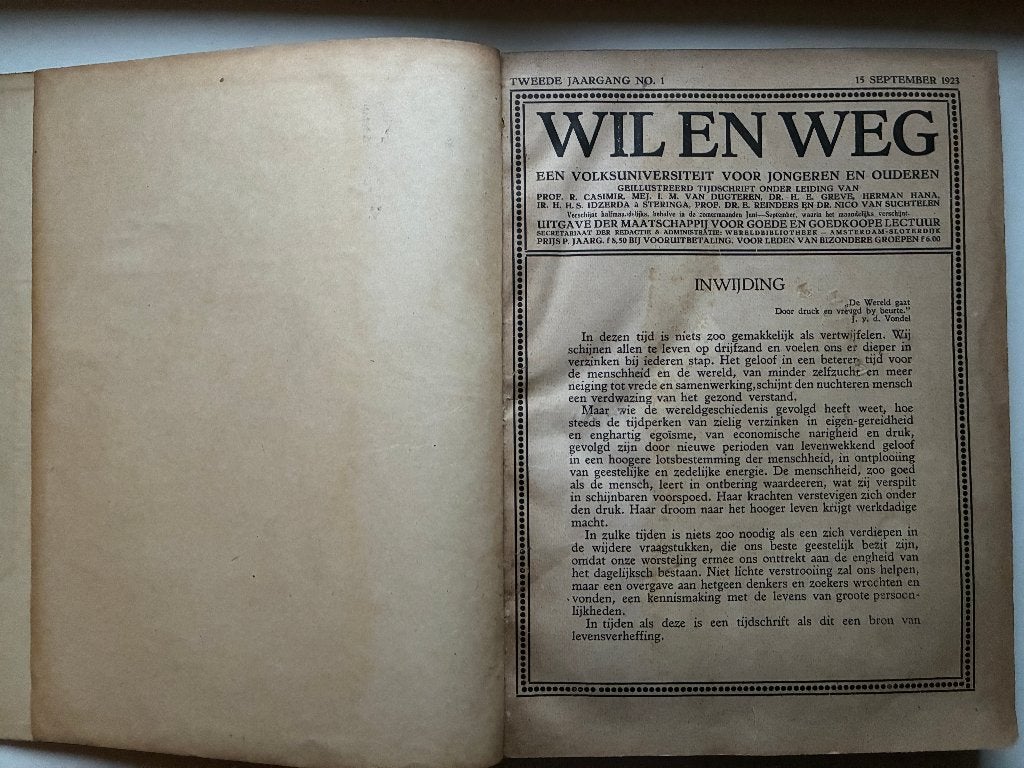 Wil en Weg.Geïllustreerd tijdschrift(1923/1924), Antiek en Kunst, Ophalen of Verzenden, Diverse auteurs