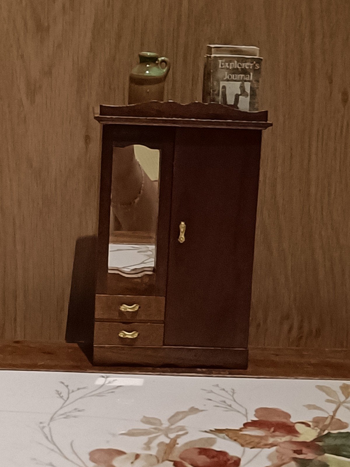 vintage poppenhuis kastje met spiegel 1:12, Ophalen of Verzenden, Gebruikt, Poppenhuis