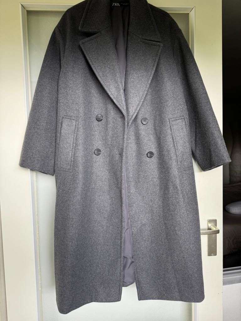 Oversized lange jas., Ophalen of Verzenden, Zo goed als nieuw, Maat 38/40 (M), Grijs