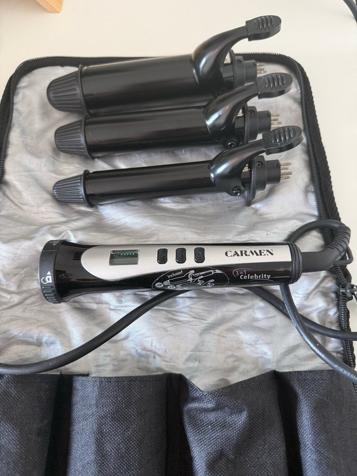 Carmen 3-in-1 Celebrity Krulset met 3 opzetstukken, Ophalen of Verzenden, Gebruikt, Krultang of Stijltang