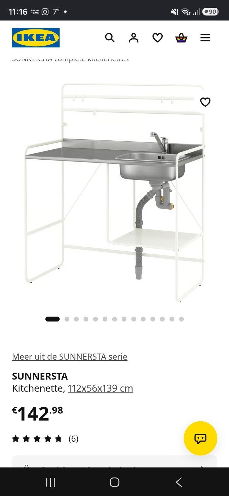 IKEA SUNNERSTA Kitchenette - Compacte Keukenoplossing, Ophalen, Gebruikt, 100 tot 150 cm, 50 tot 75 cm