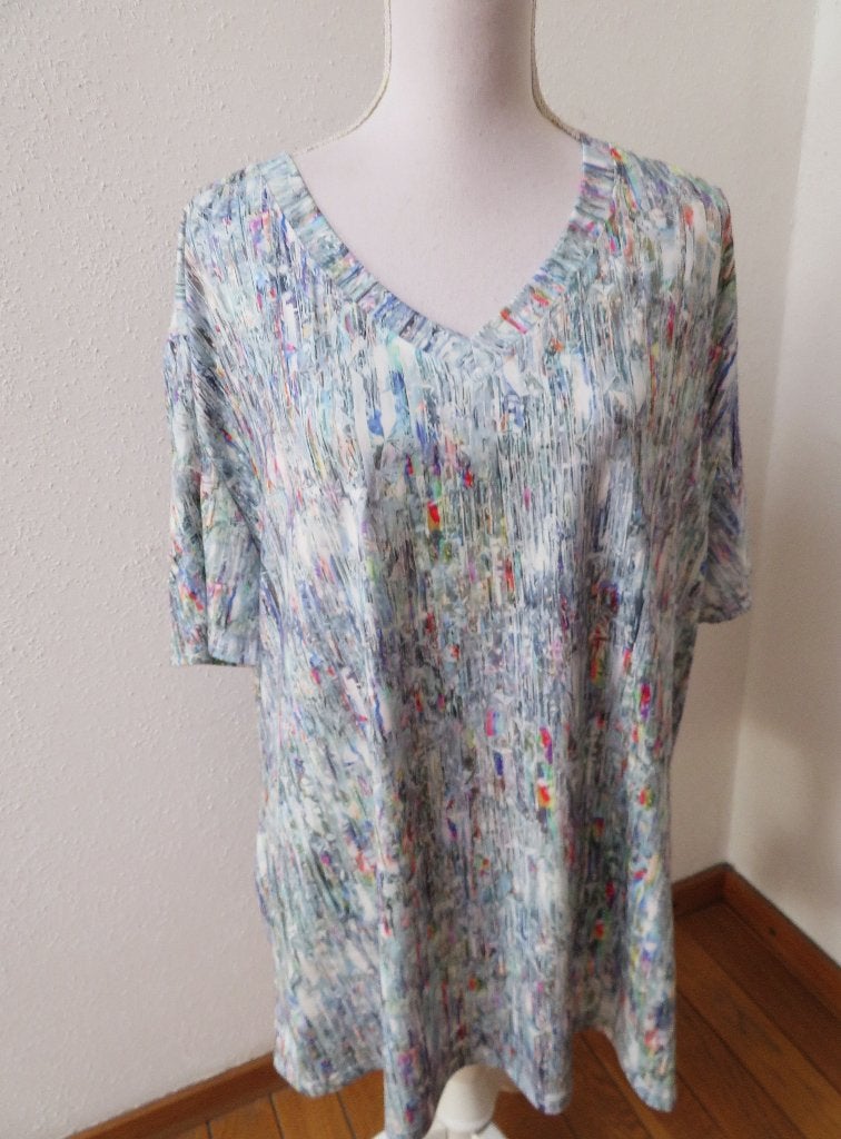 F73 shirt travelstof blauw wit maat 4XL = 48/50, Ophalen of Verzenden, Nieuw, Blauw, Shirt of Top