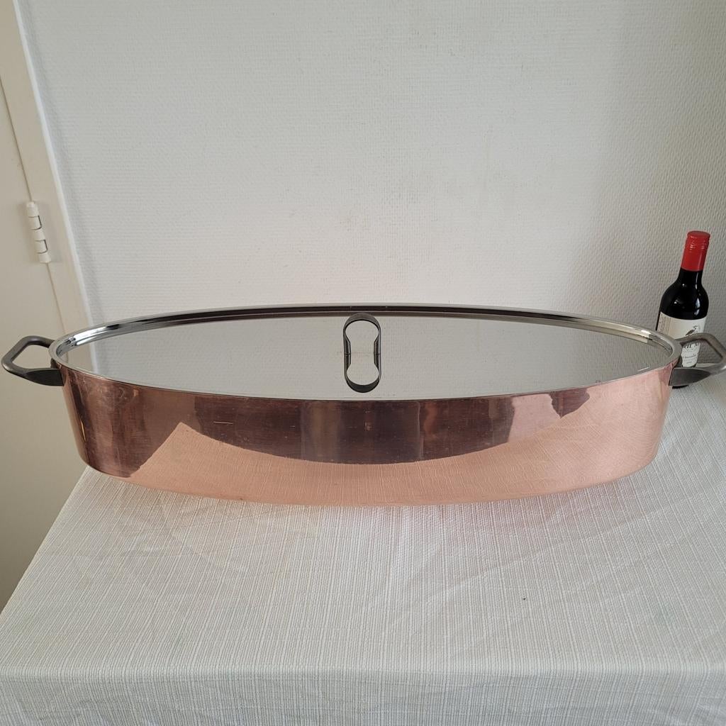 Alessi XXXL grote koperen design pan vispan 60 cm & 6.3 kilo, Ophalen of Verzenden, Gebruikt, Rvs, Koekenpan of Braadpan