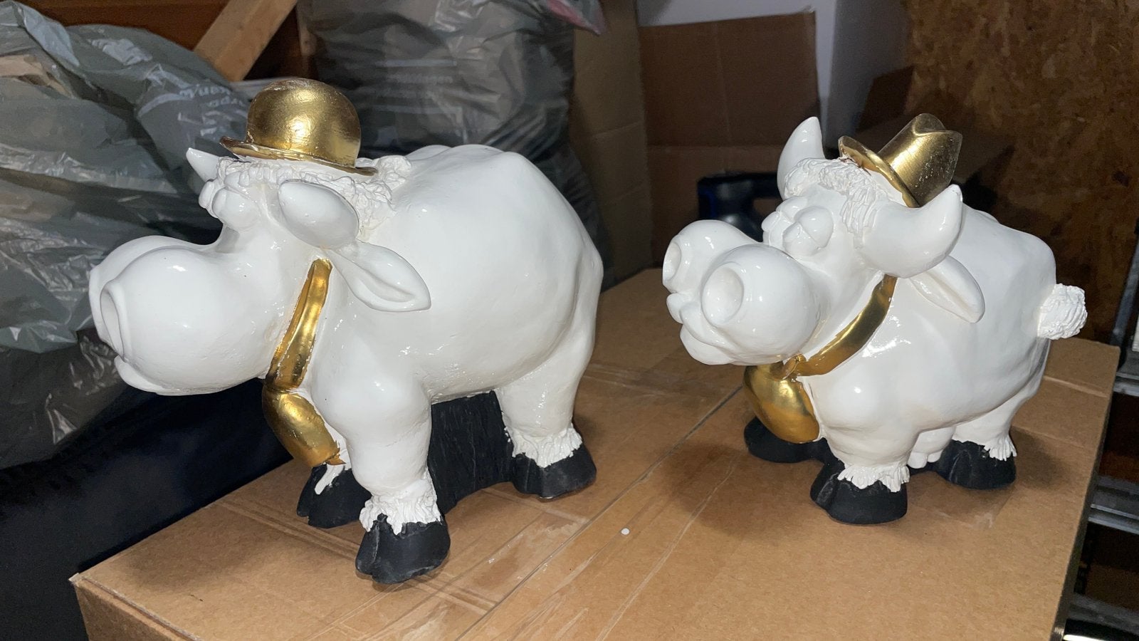 Set stier en koe beeldjes ca. 14 cm. Evt partij, Ophalen of Verzenden, Nieuw, Dier