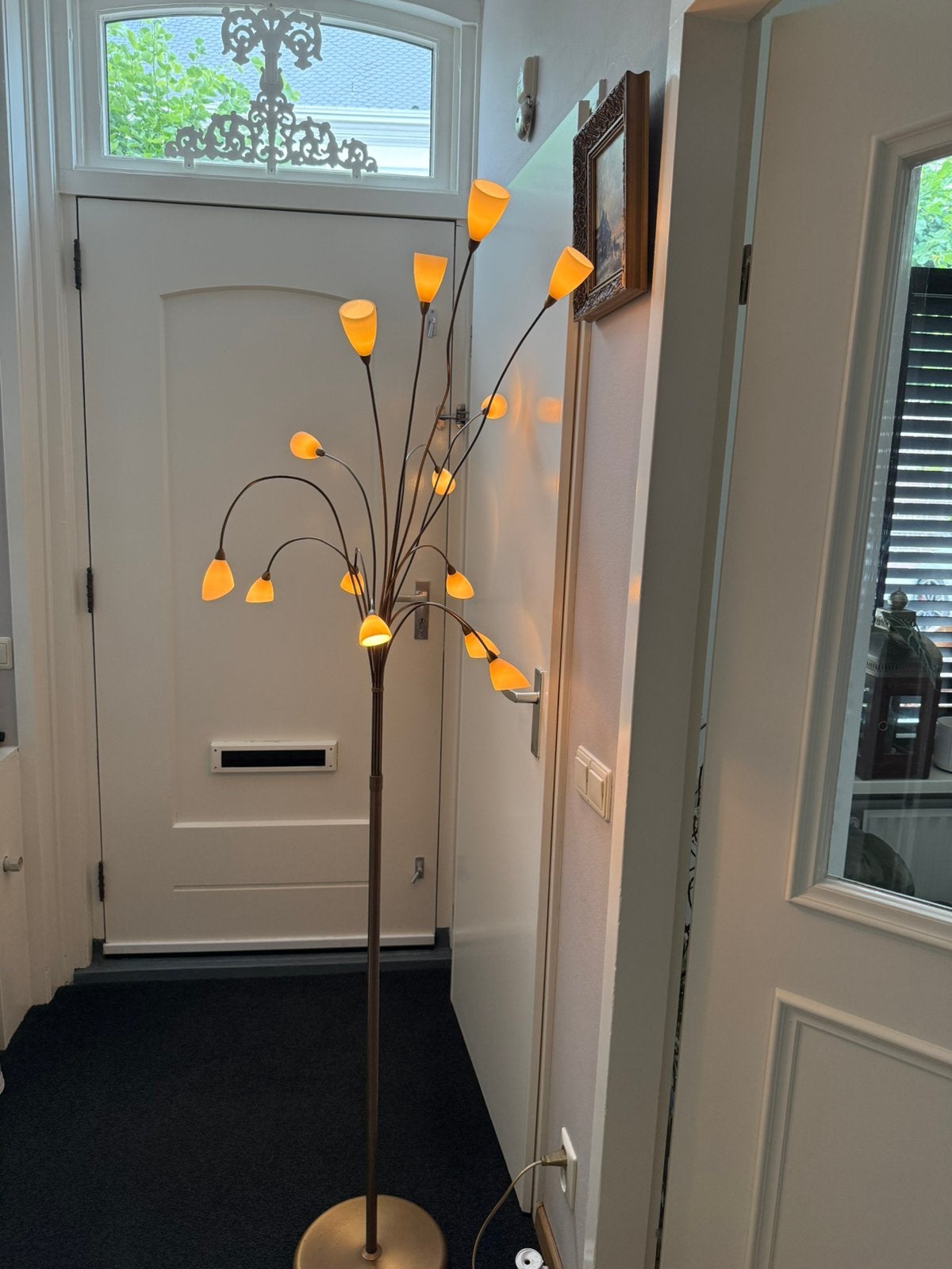 Lamp staand, dimbaar, goed werkend en veel licht, Huis en Inrichting, Lampen | Vloerlampen, Ophalen, Gebruikt, Metaal