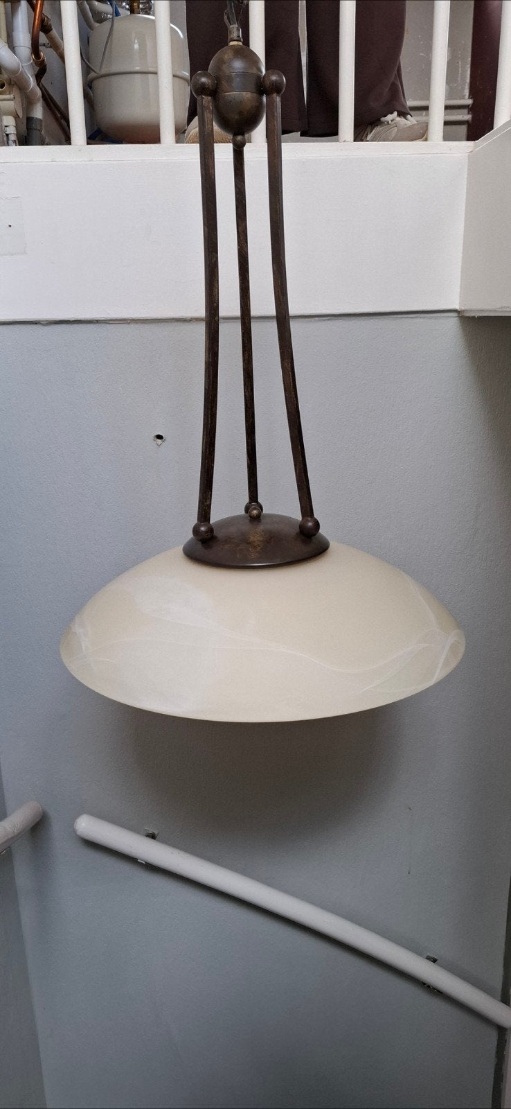 albast vintid hang lamp. gratis afhalen, Ophalen, Gebruikt, Metaal, Albast