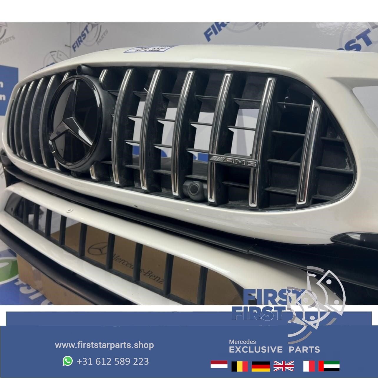 X290 W290 GT 43 53 4 DOORS COUPÉ AMG VOORBUMPER WIT COMPLEET, Gebruikt, -, Voor, Ophalen of Verzenden