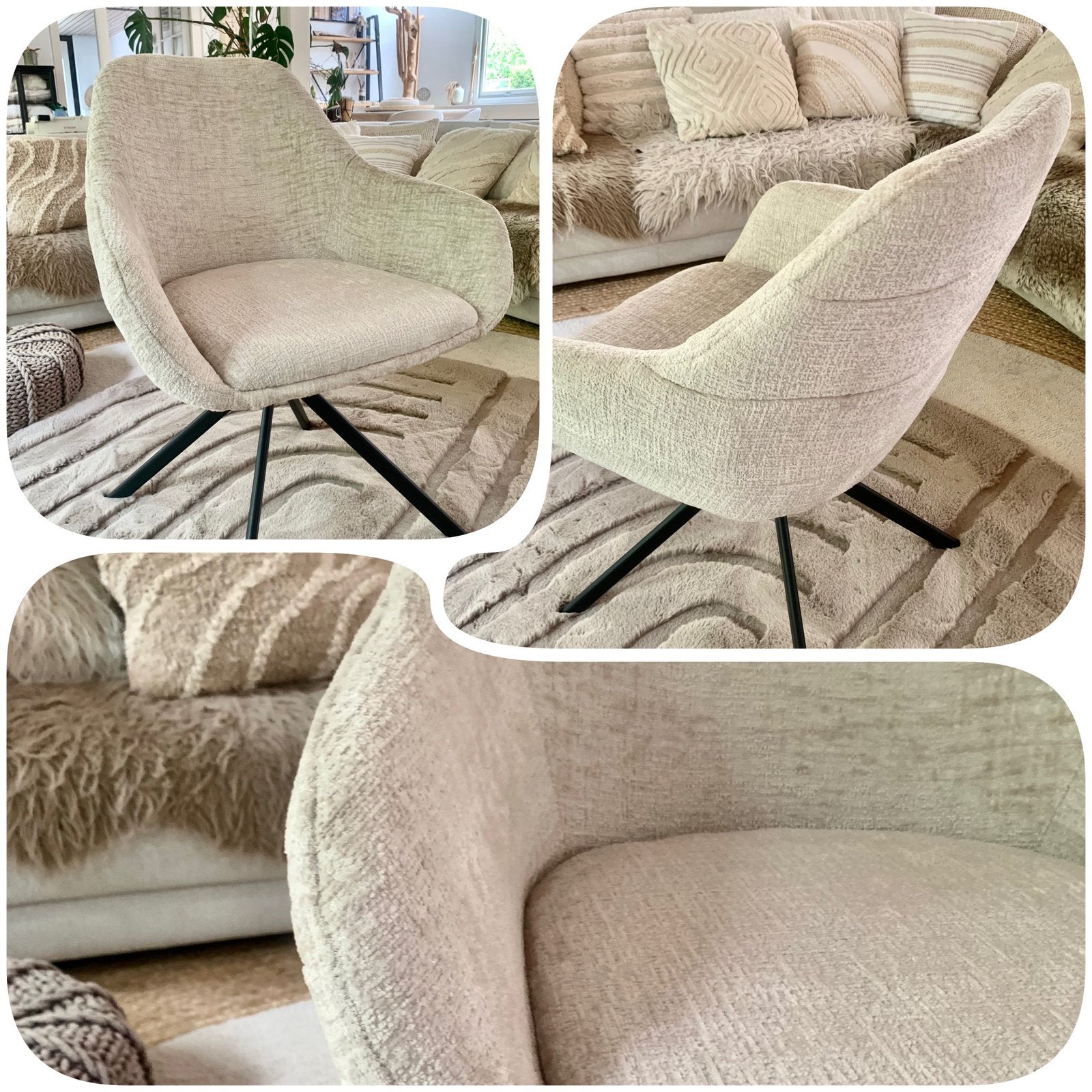 8  champagne chic - japandi draai eetkamerstoelen-fotoshoot, Ophalen, Zo goed als nieuw, Metaal, Vijf, Zes of meer stoelen