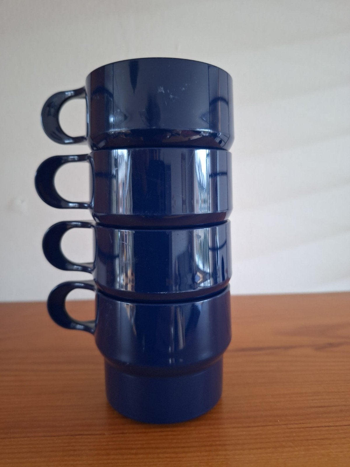 4 Blauwe Coppia Melamine Kopjes, Kunststof, Ophalen of Verzenden, Zo goed als nieuw, Overige stijlen