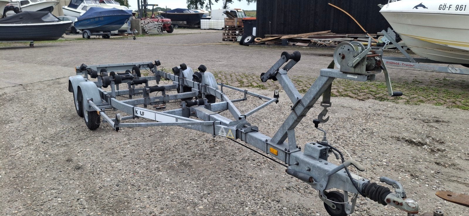 Kalf 2000 kg dubbel as trailer kantelbaar 1500 laden tot 7 m, Watersport en Boten, Gebruikt, Verstelbare verlichting, 1500 tot 3000 kg