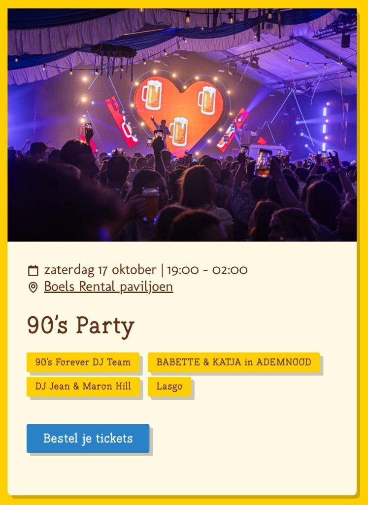 Oktoberfeest Sittard 90's Party, Tickets en Kaartjes, Eén persoon