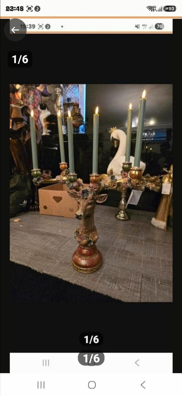 Hert kandelaar met bloemdecoratie, Huis en Inrichting, Woonaccessoires | Kandelaars en Kaarsen, Ophalen, Nieuw