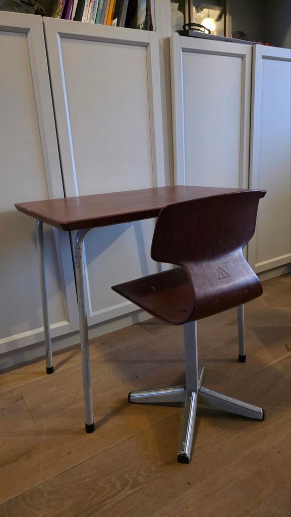 Vintage galvanitas schooltafel en stoel, Ophalen, Tafel(s) en Stoel(en)