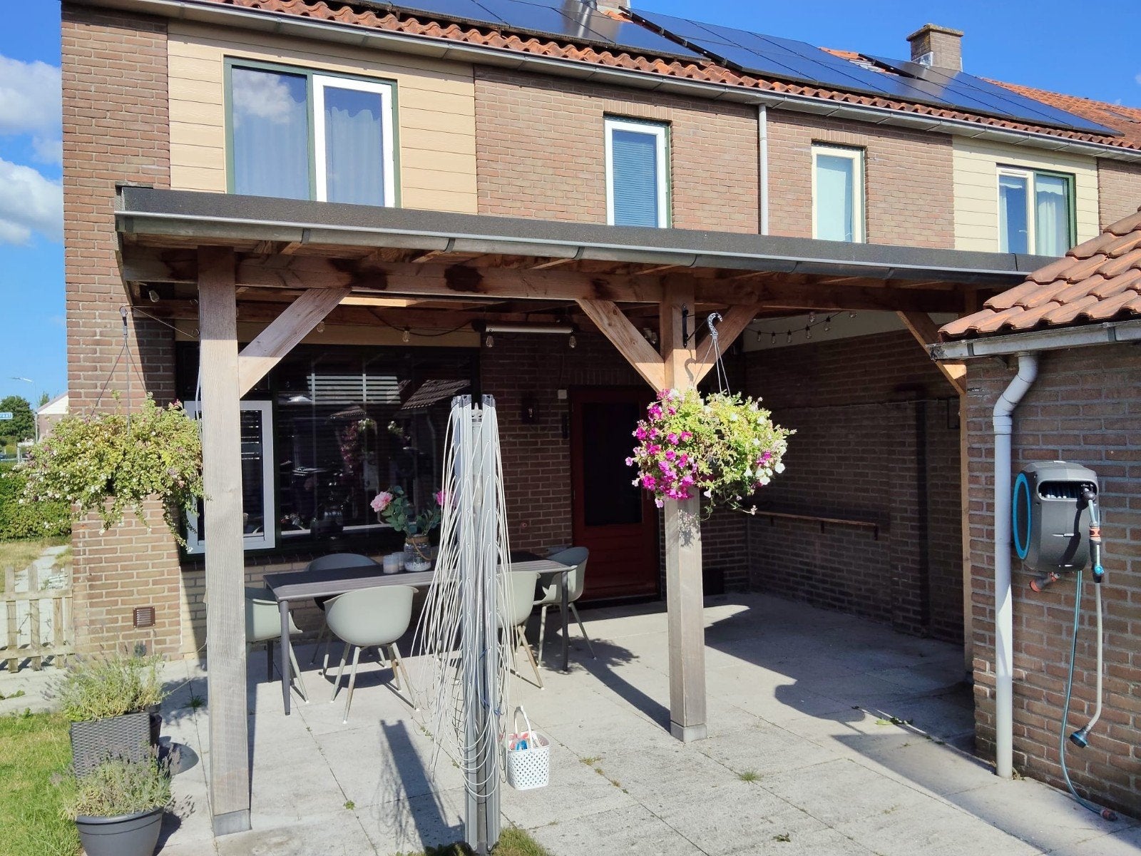 Douglas houten overkapping 5,70m x 4,20m  goot en regenton, Ophalen, Gebruikt, Overige typen
