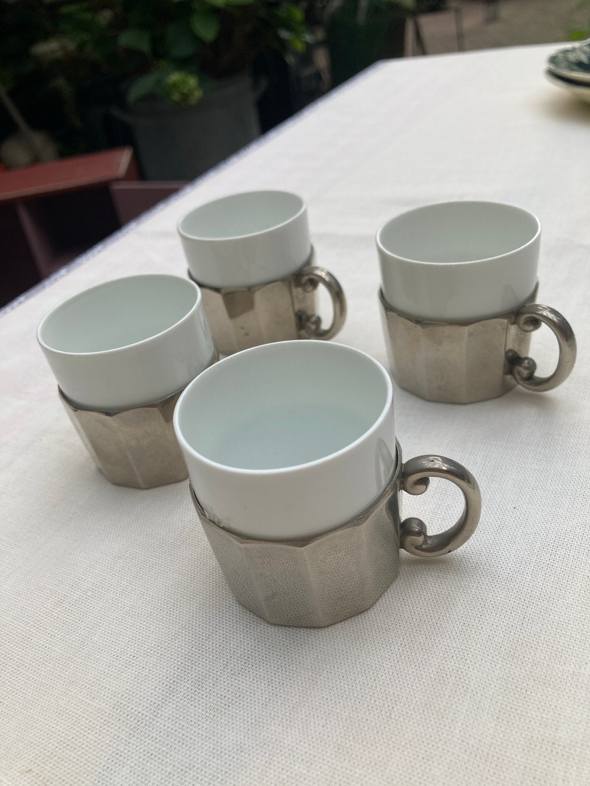 Set van 4 Rosenthal Espresso Kopjes met Zilveren Houders, Ophalen of Verzenden