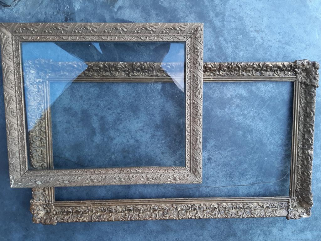 2 grote oude gouden schilderij lijsten, Ophalen, Gebruikt, Minder dan 50 cm, 50 tot 75 cm