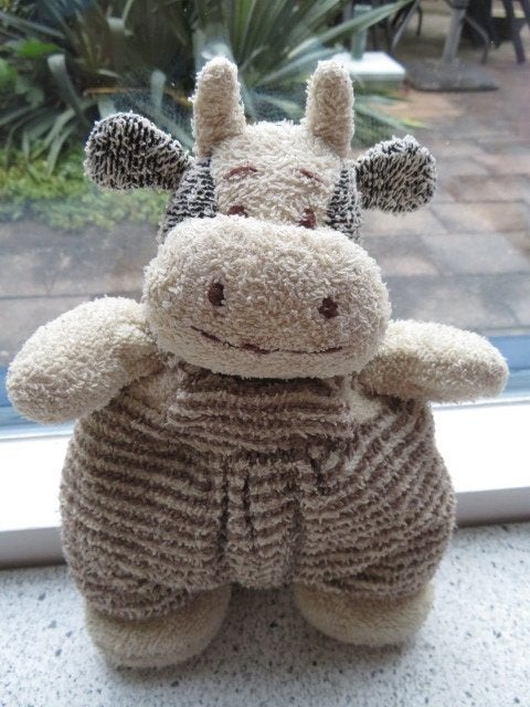 Koe of stier merk Happy Horse  grove badstof meet ca 22 cm, Met geluid, Gebruikt, Happy Horse, Ophalen of Verzenden