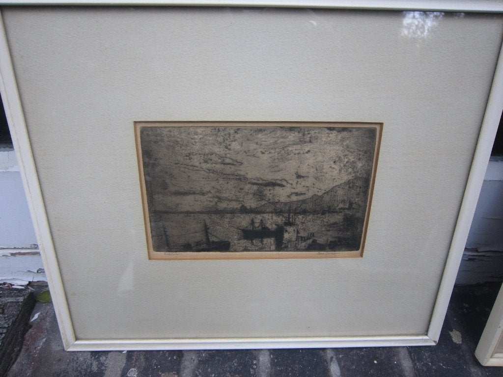 POPPE DAMAVE, (P.scheen) Mooie Ets van de Haven van Zweden, Antiek en Kunst, Kunst | Etsen en Gravures, Ophalen, Ets