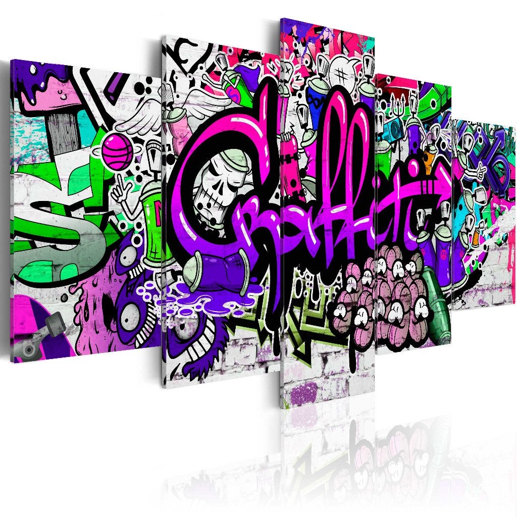 185 Colors Graffiti 5 Luik Canvas Schilderij 200x100 Nieuw, Ophalen of Verzenden