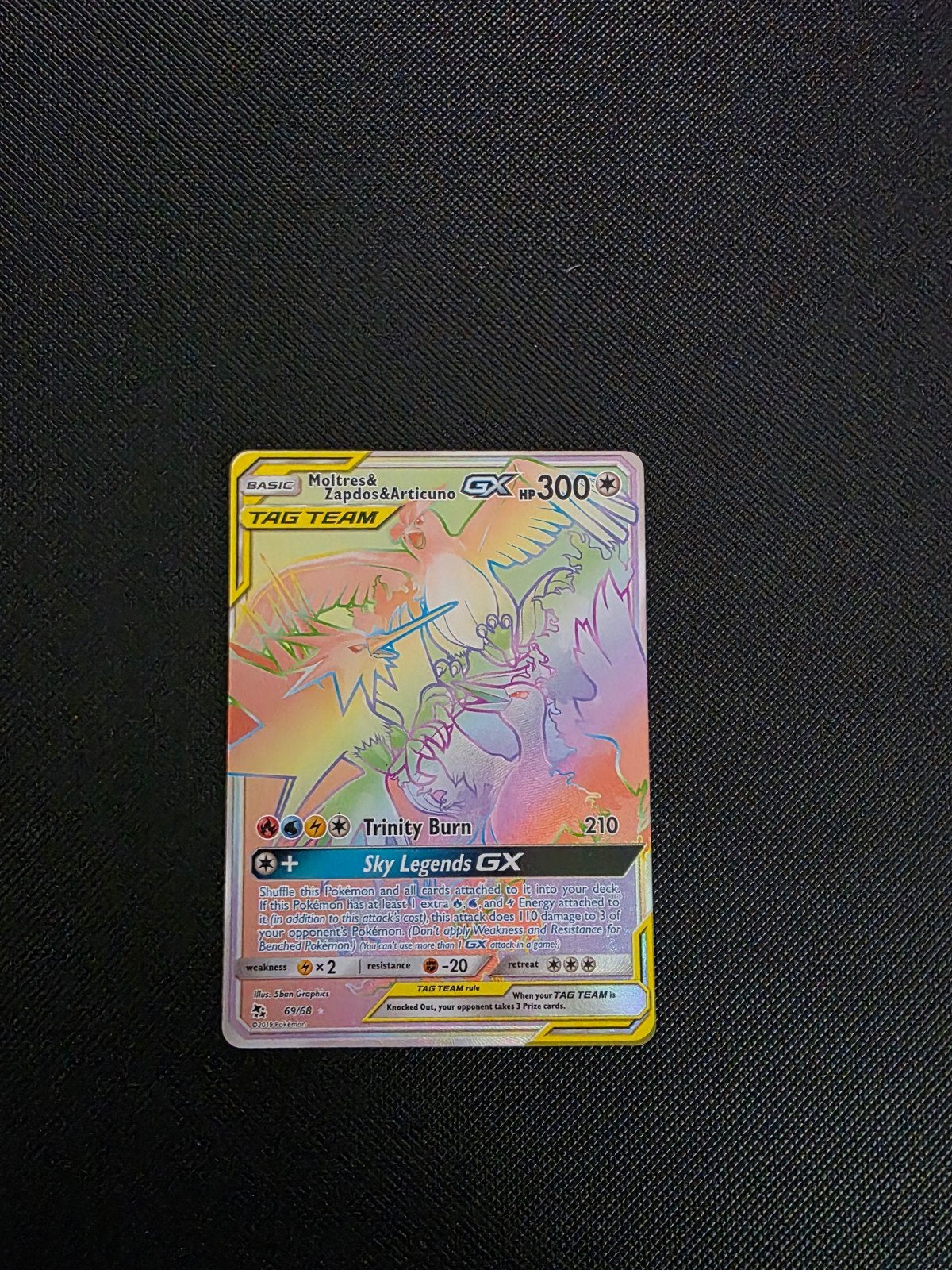 Moltres & Zapdos & Articuno GX – Hidden Fates (HIF 69), Ophalen of Verzenden, Zo goed als nieuw, Losse kaart, Foil