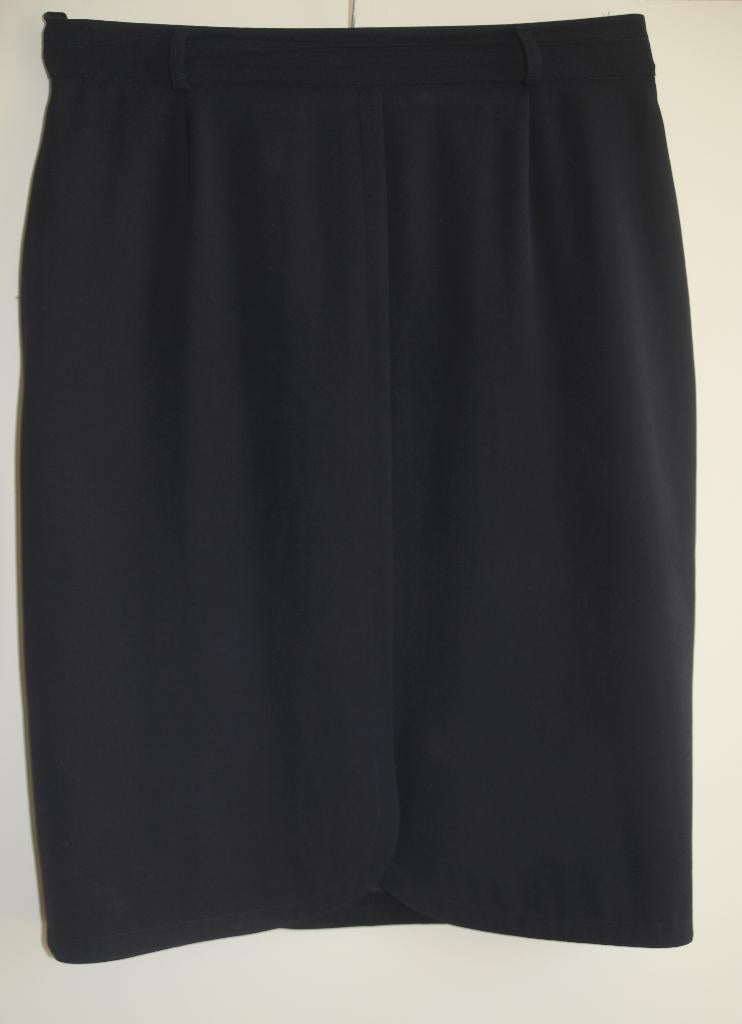 Zuiver scheerwol Escada rok donker blauw m 44 Margaretha Ley, Maat 42/44 (L), Escada, Knielengte, Gedragen
