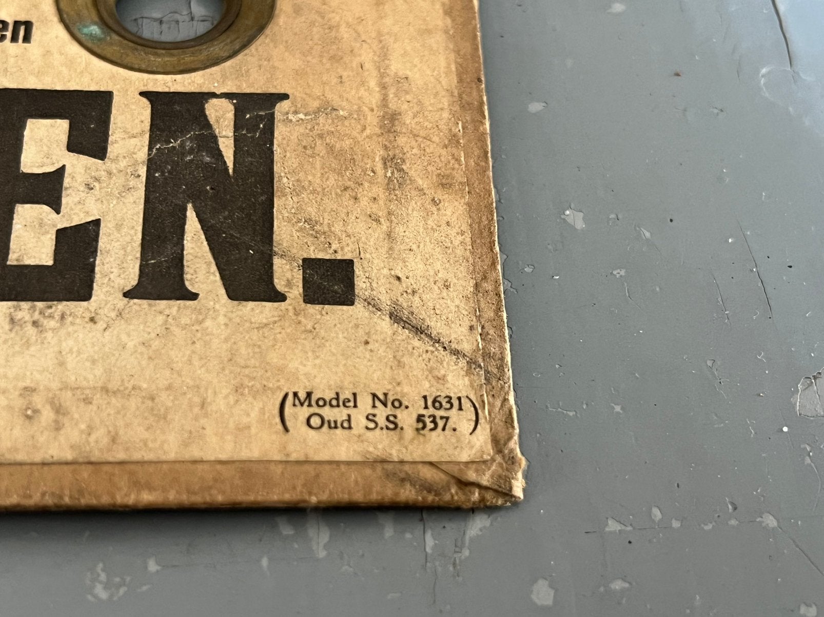 ANTIEK TREINBORDJE NEDERLANDSCHE SPOORWEGEN 1923, Ophalen of Verzenden, Gebruikt, Trein, Overige typen