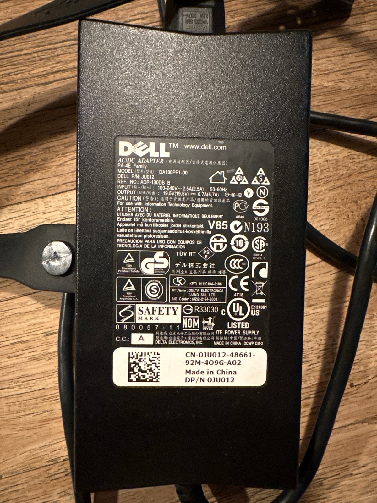 Dell DA130PE1-00 AC/DC Adapter Oplader 130W, Computers en Software, Ophalen of Verzenden, Gebruikt