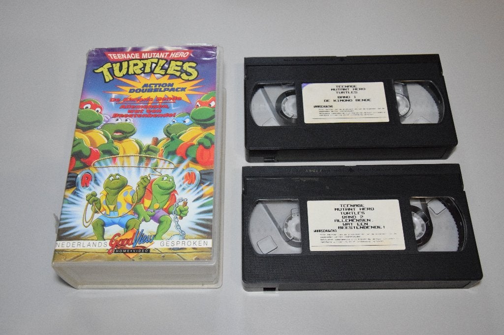 VHS: Teenage Mutant Hero Turtles - Action Double Pack, Cd's en Dvd's, VHS | Kinderen en Jeugd, Boxset, Gebruikt, Tekenfilm, Alle leeftijden