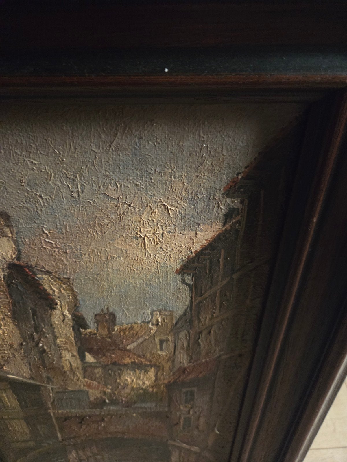 Oud Hollands Stadsgezicht Olieverf Schilderij, Ophalen of Verzenden