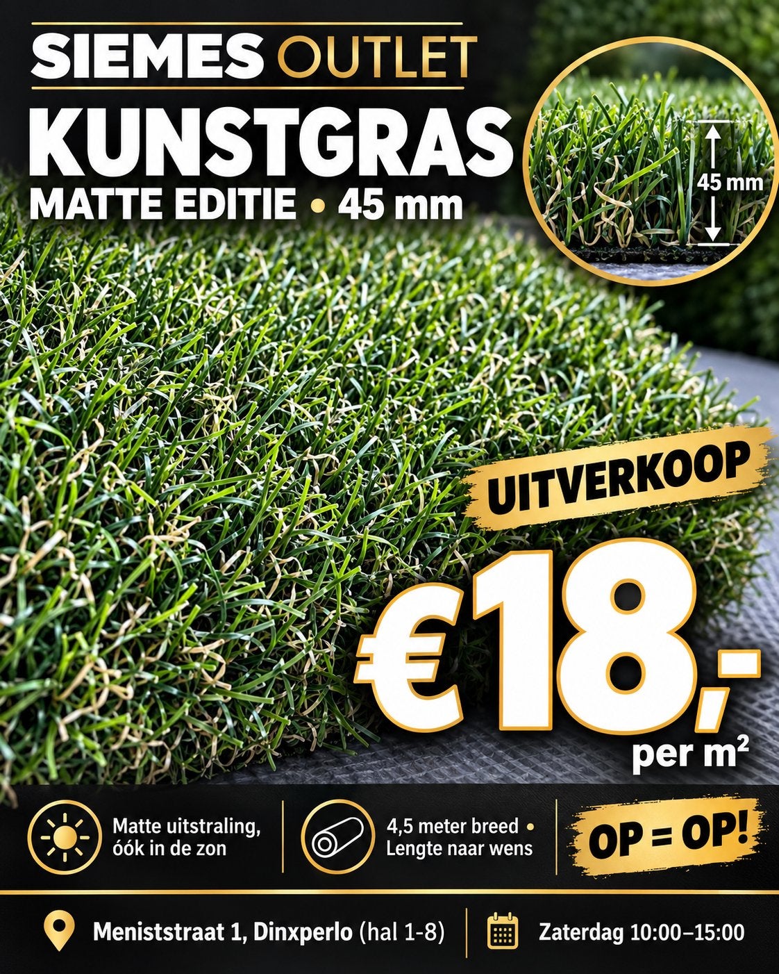 Kunstgras 45mm matte editie - UITVERKOOP!!, Ophalen, Nieuw, 20 m² of meer