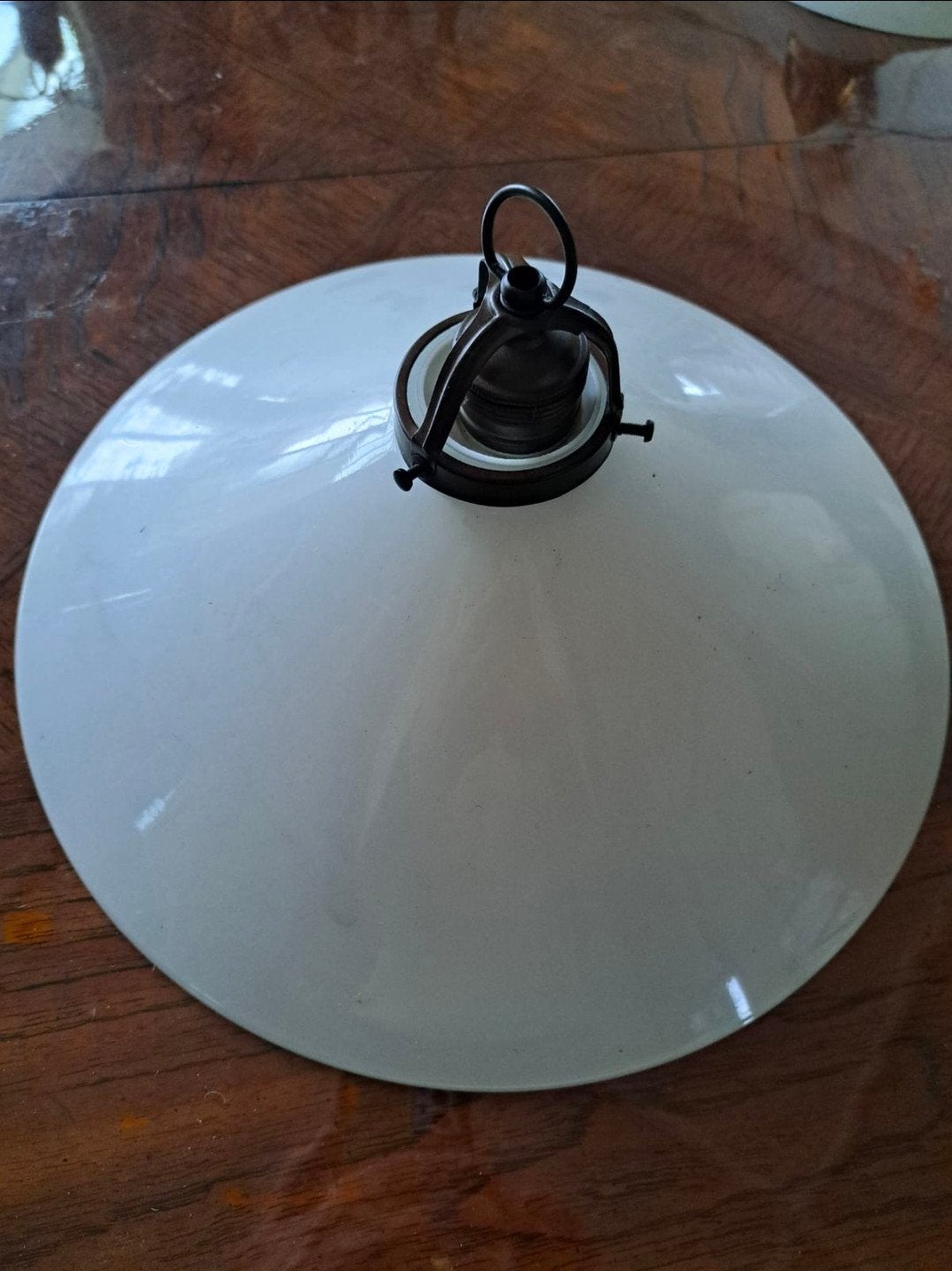 Vintage 20s plafondlamp - glas en messing, Antiek en Kunst, Ophalen of Verzenden