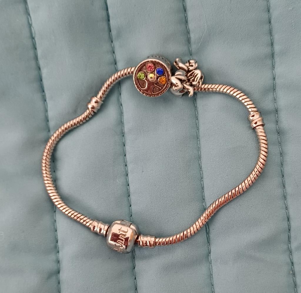 Nieuw Pandora look armband met 2 bedels: Engel + levensboom., Ophalen, Nieuw, Staal