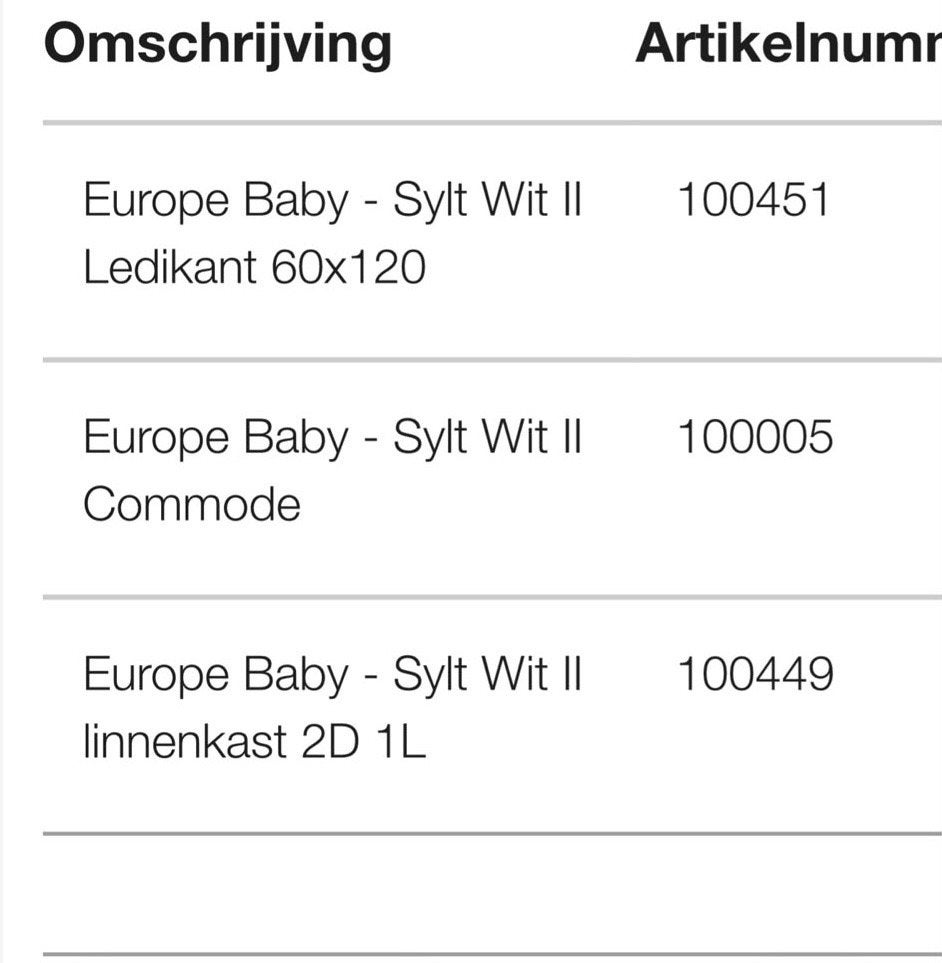 Europe Baby Sylt Wit II Commode - Zo goed als nieuw, Ophalen, 50 tot 70 cm, Zo goed als nieuw, 75 tot 100 cm
